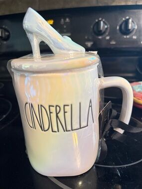 Rae Dunn Iridescent White Cinderella Mug with Shoe Lid